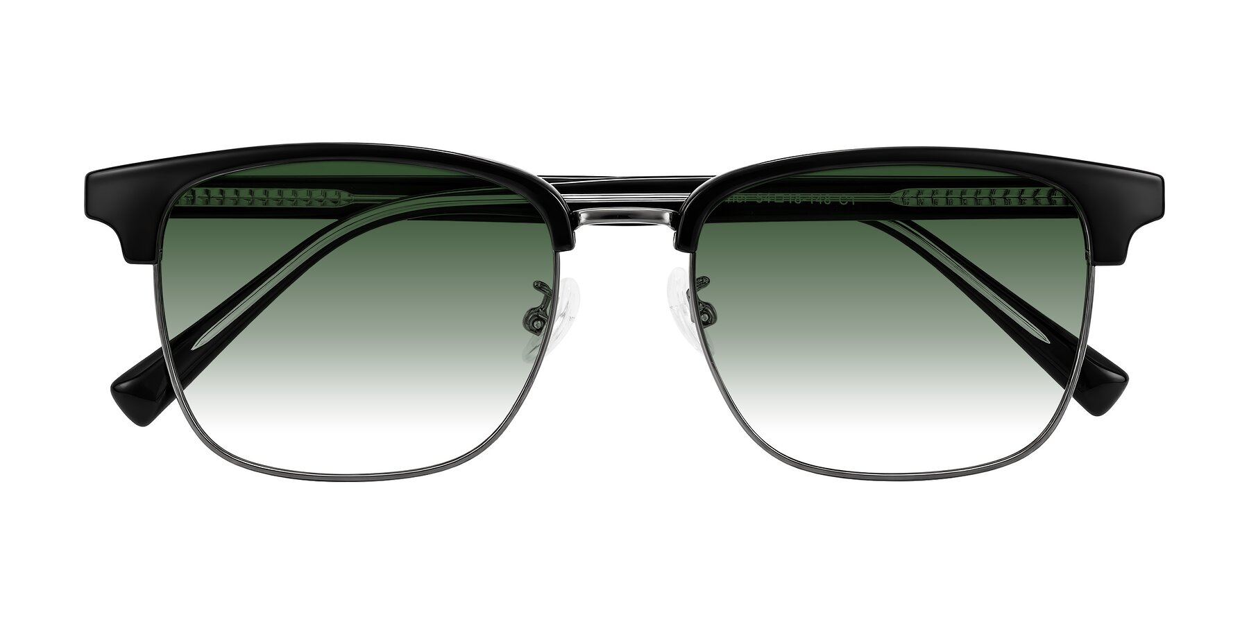 Folded Front of Waxler in Black/Gunmetal with Green Gradient Lenses