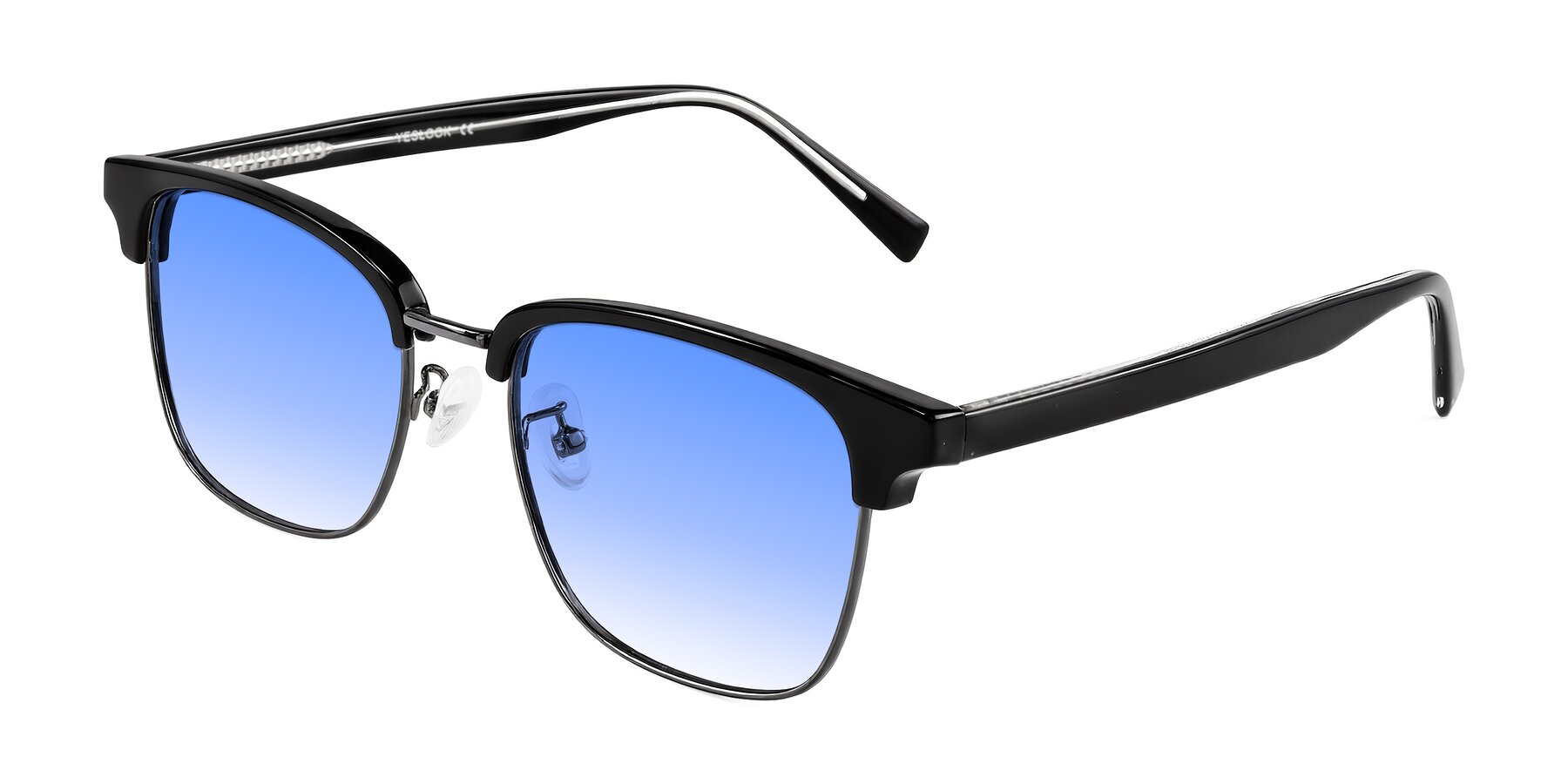 Angle of Waxler in Black/Gunmetal with Blue Gradient Lenses