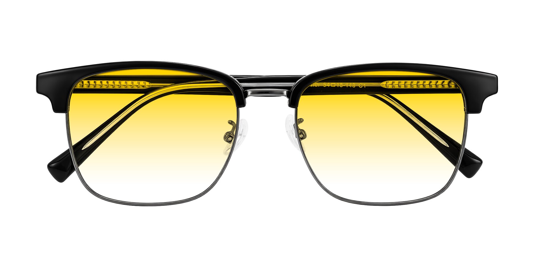 Folded Front of Waxler in Black/Gunmetal with Yellow Gradient Lenses