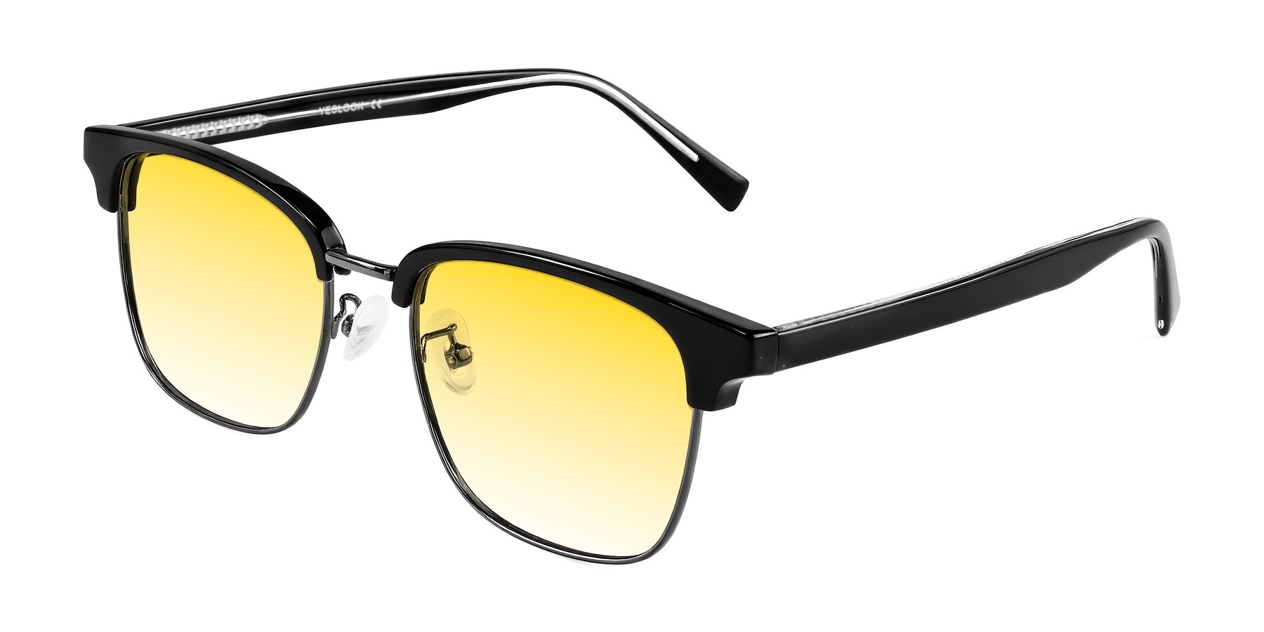 Angle of Waxler in Black/Gunmetal with Yellow Gradient Lenses