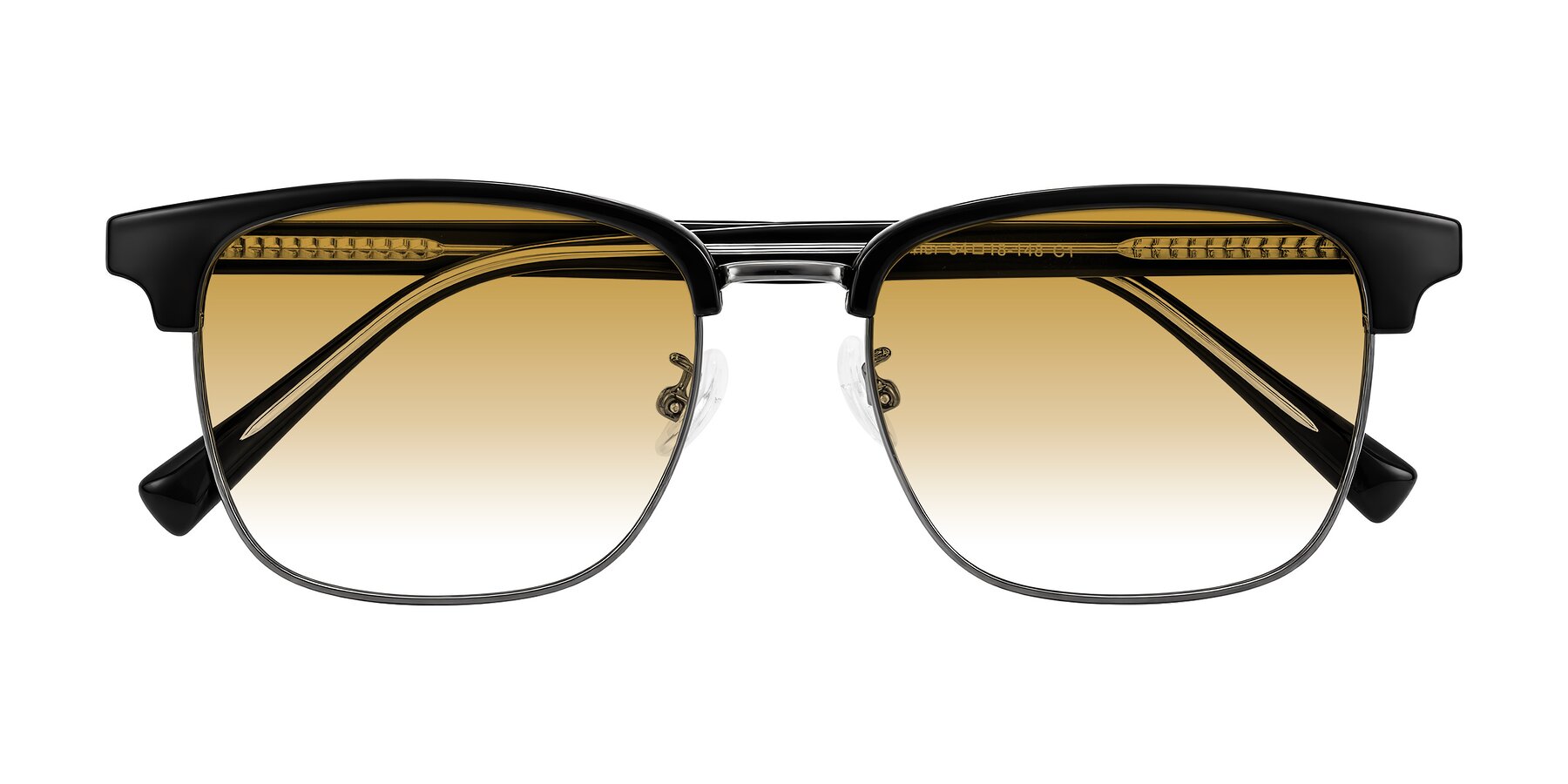 Folded Front of Waxler in Black/Gunmetal with Champagne Gradient Lenses