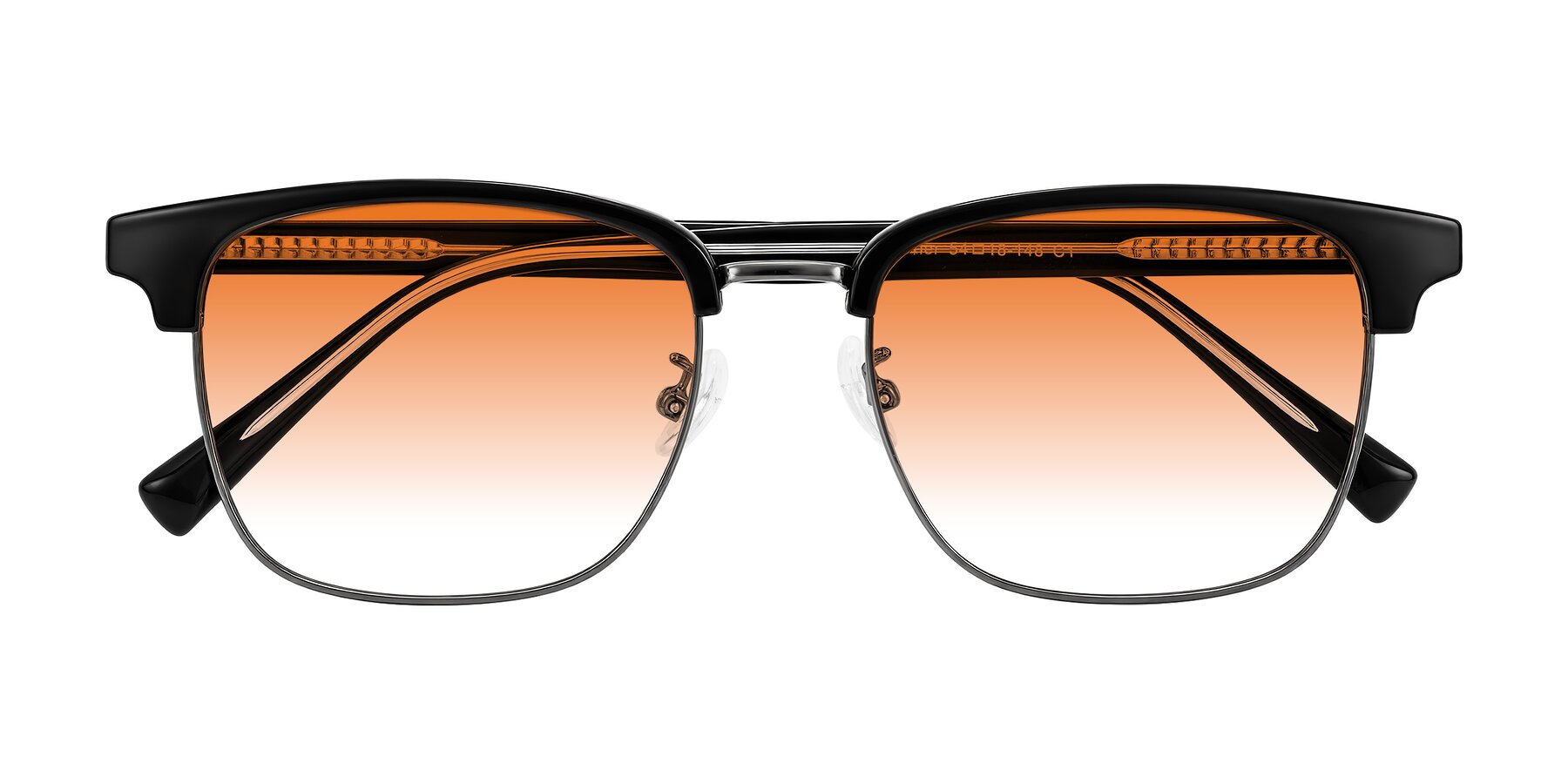 Folded Front of Waxler in Black/Gunmetal with Orange Gradient Lenses