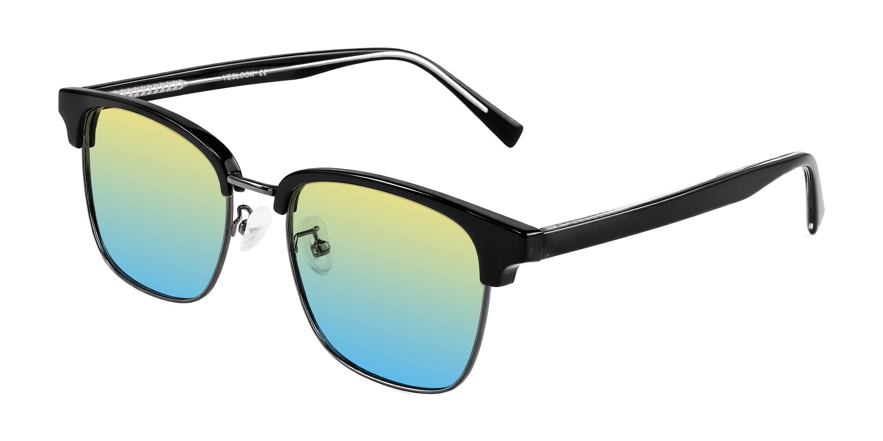 Angle of Waxler in Black/Gunmetal with Yellow / Blue Gradient Lenses