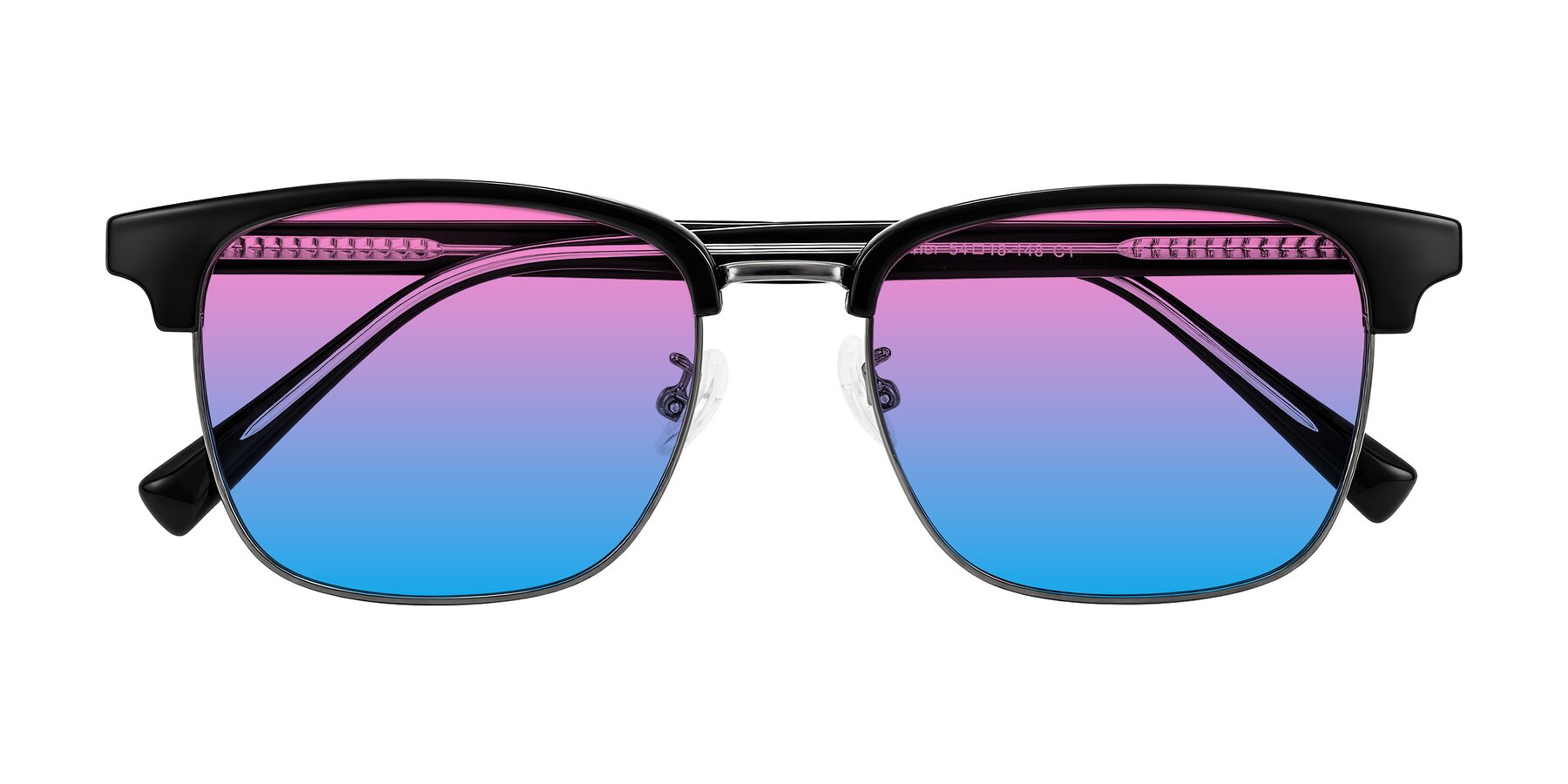 Folded Front of Waxler in Black/Gunmetal with Pink / Blue Gradient Lenses