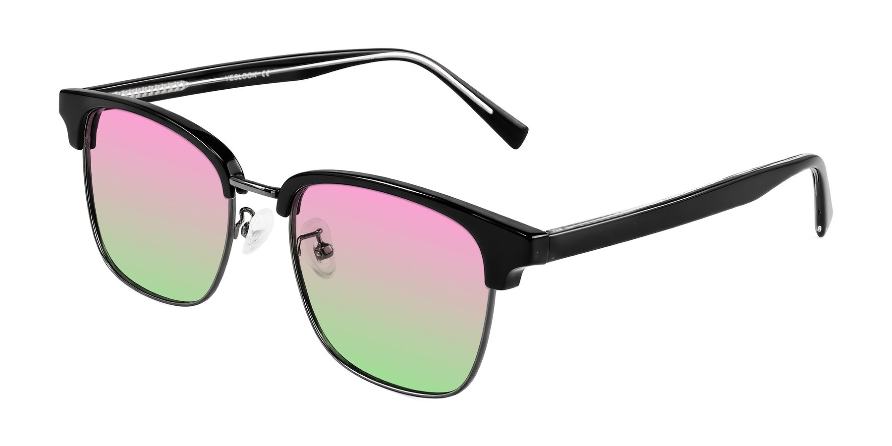 Angle of Waxler in Black/Gunmetal with Pink / Green Gradient Lenses