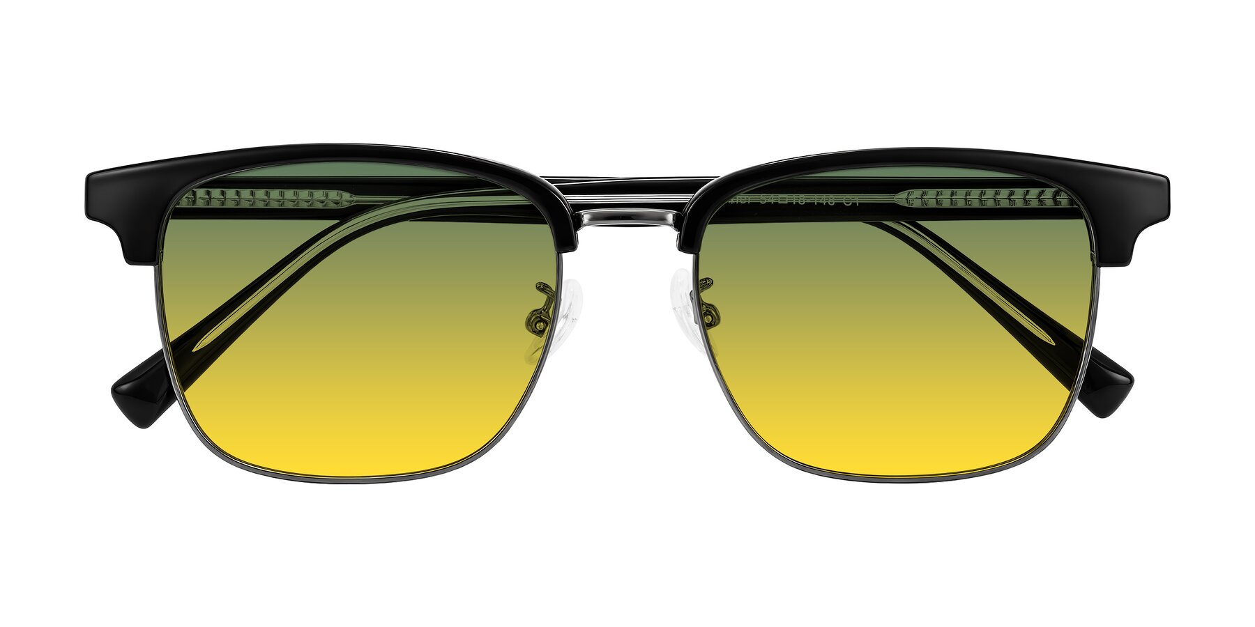Folded Front of Waxler in Black/Gunmetal with Green / Yellow Gradient Lenses