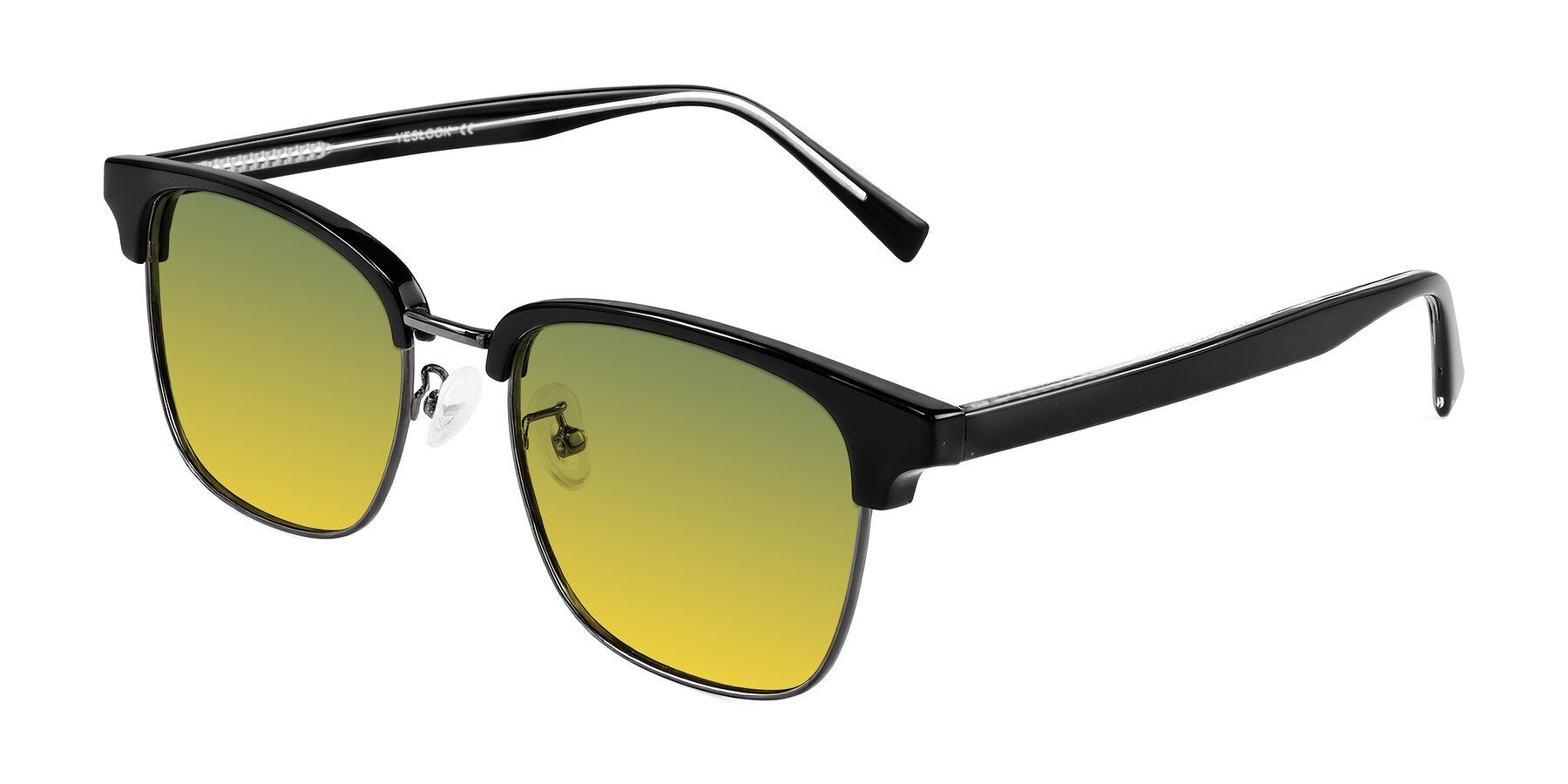 Angle of Waxler in Black/Gunmetal with Green / Yellow Gradient Lenses