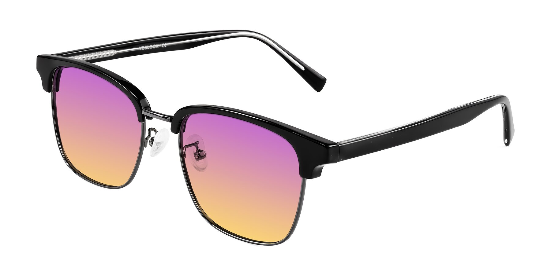 Angle of Waxler in Black/Gunmetal with Purple / Yellow Gradient Lenses