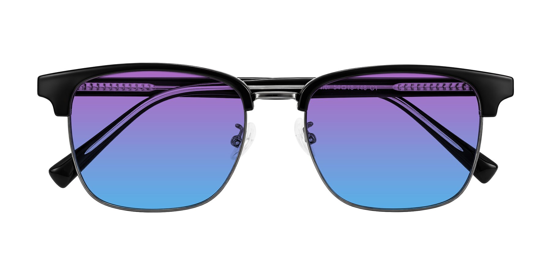 Folded Front of Waxler in Black/Gunmetal with Purple / Blue Gradient Lenses