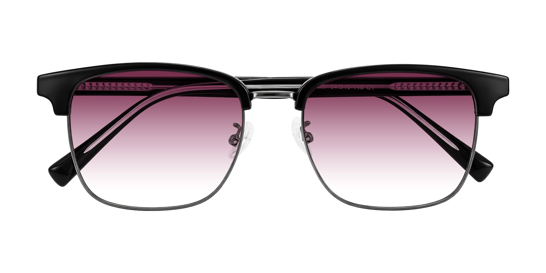 Folded Front of Waxler in Black/Gunmetal with Wine Gradient Lenses