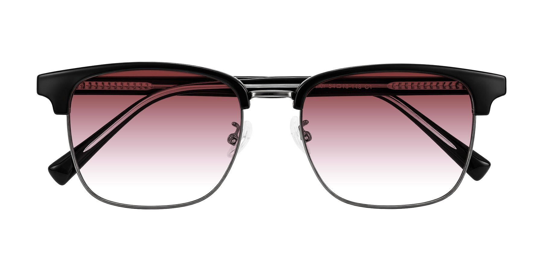 Folded Front of Waxler in Black/Gunmetal with Garnet Gradient Lenses