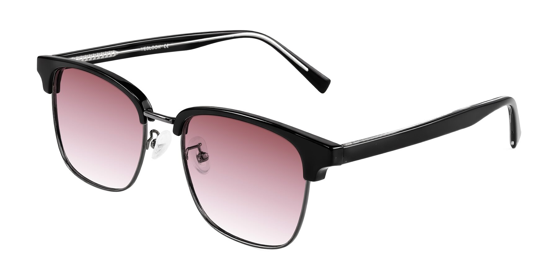 Angle of Waxler in Black/Gunmetal with Garnet Gradient Lenses