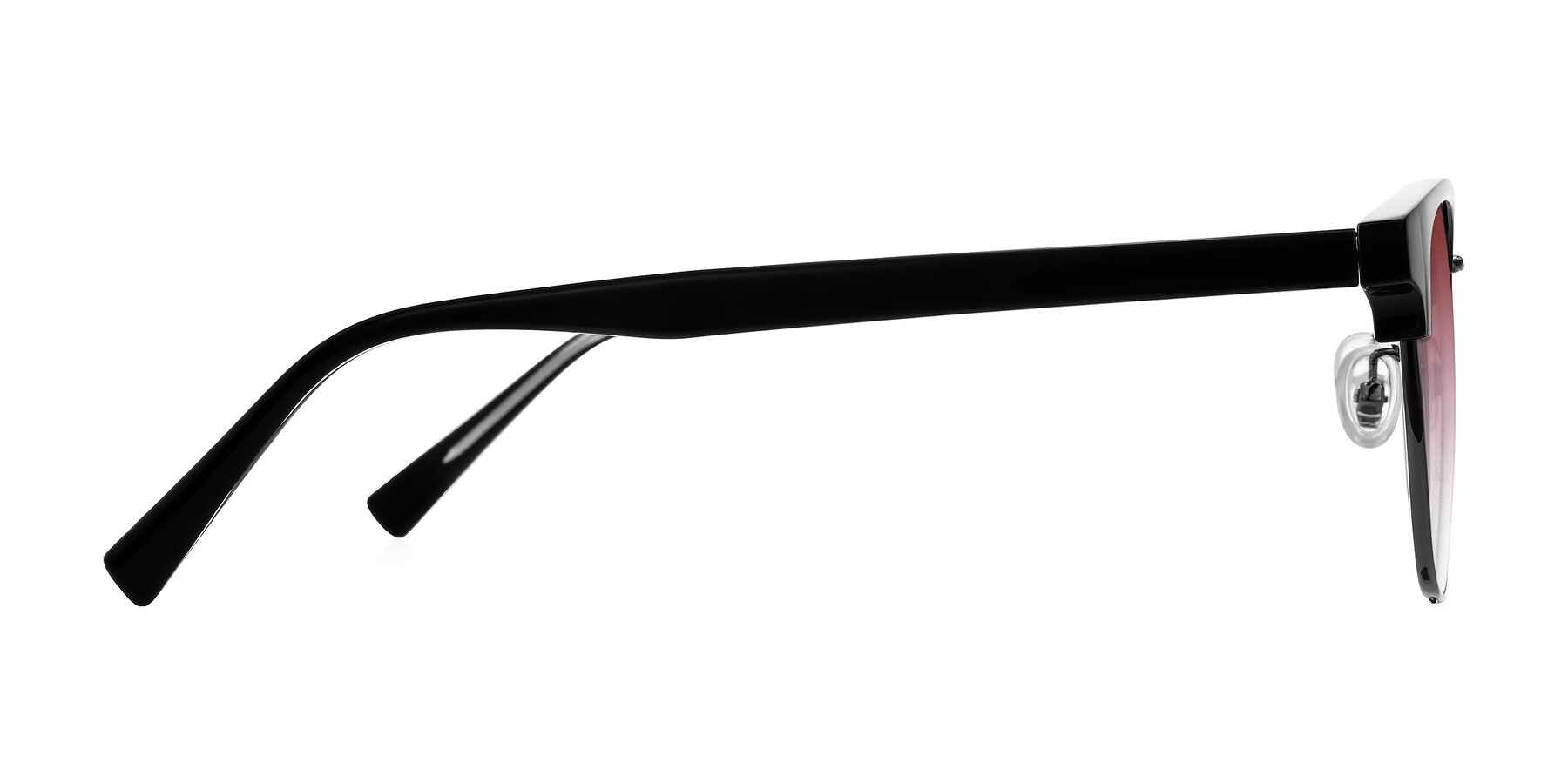 Side of Waxler in Black/Gunmetal with Garnet Gradient Lenses