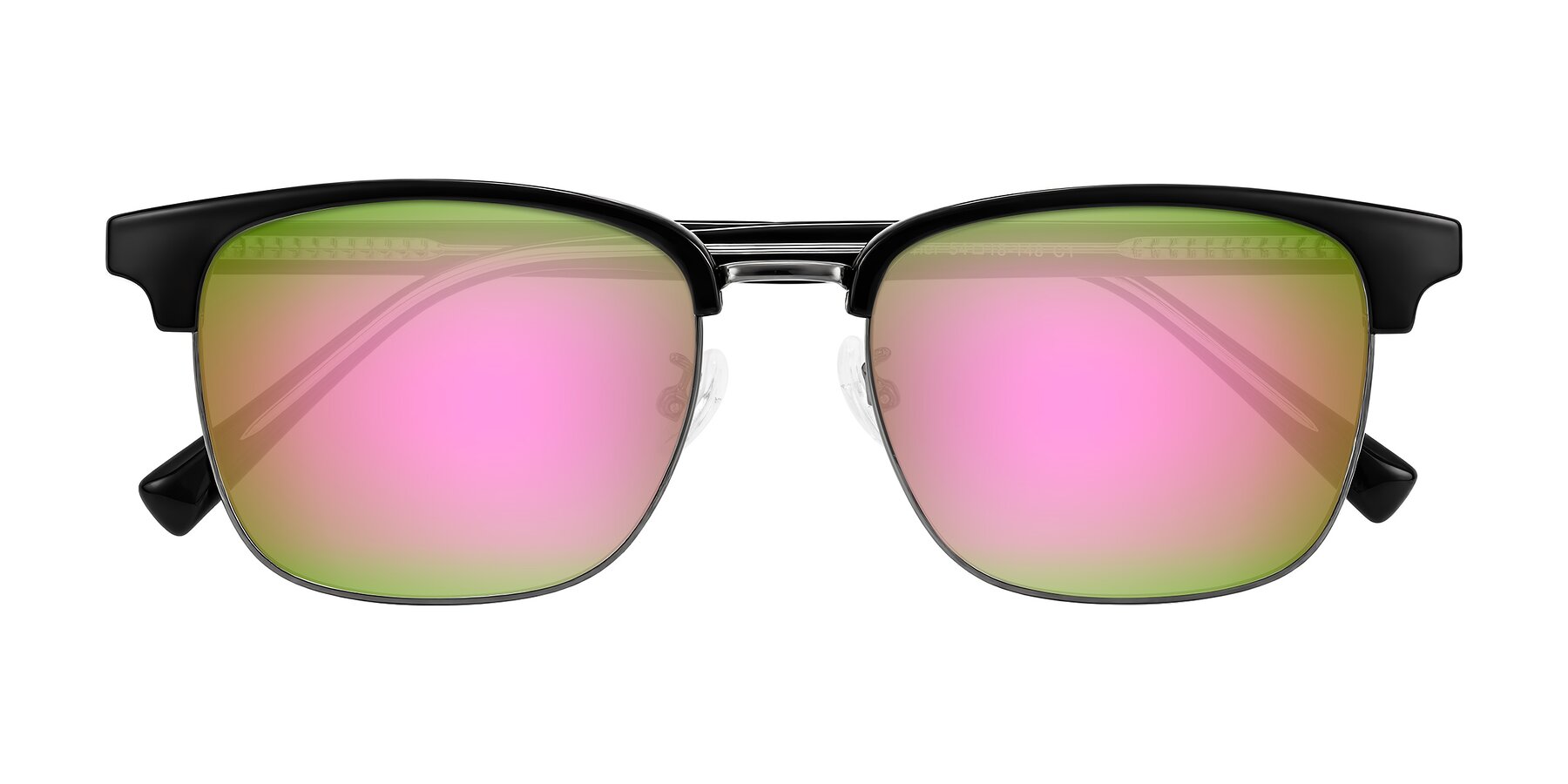 Folded Front of Waxler in Black/Gunmetal with Pink Mirrored Lenses