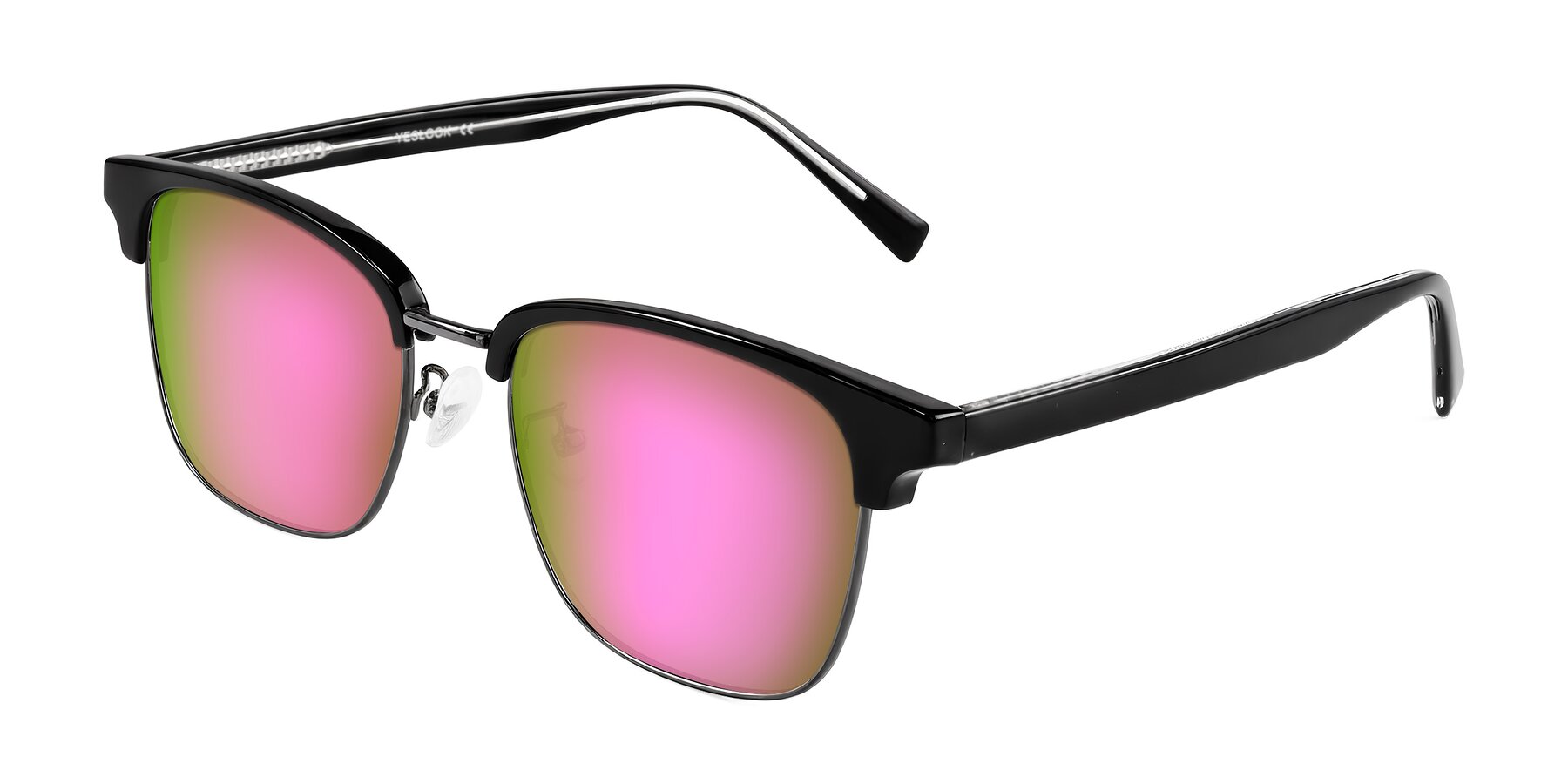 Angle of Waxler in Black/Gunmetal with Pink Mirrored Lenses