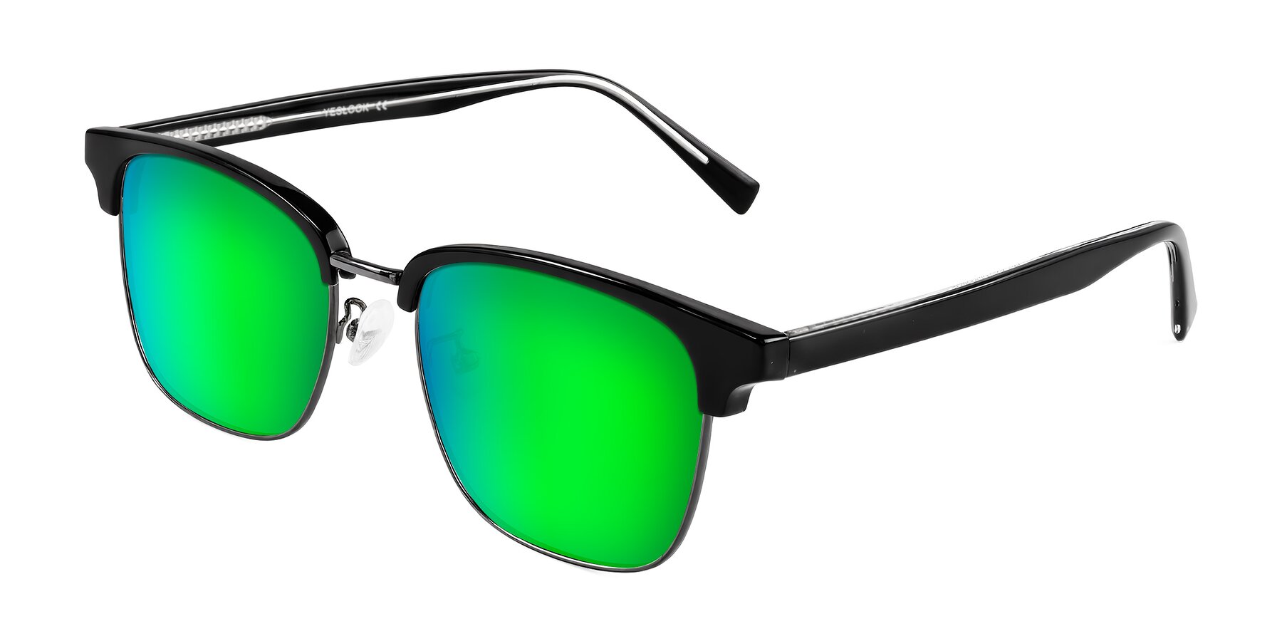 Angle of Waxler in Black/Gunmetal with Green Mirrored Lenses