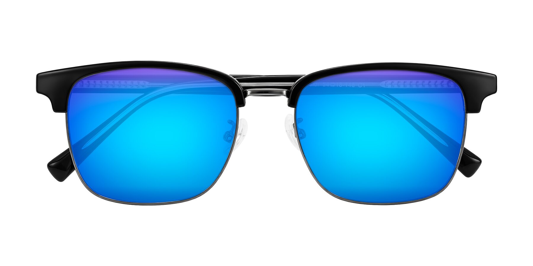 Folded Front of Waxler in Black/Gunmetal with Blue Mirrored Lenses