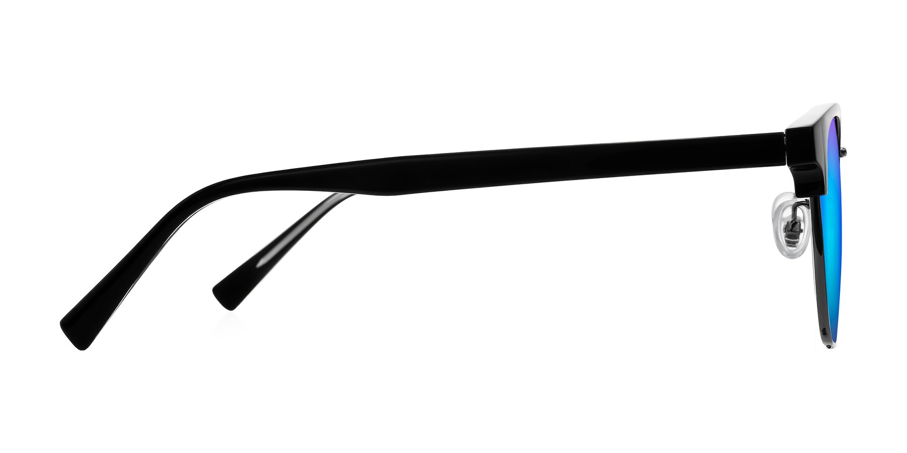 Side of Waxler in Black/Gunmetal with Blue Mirrored Lenses