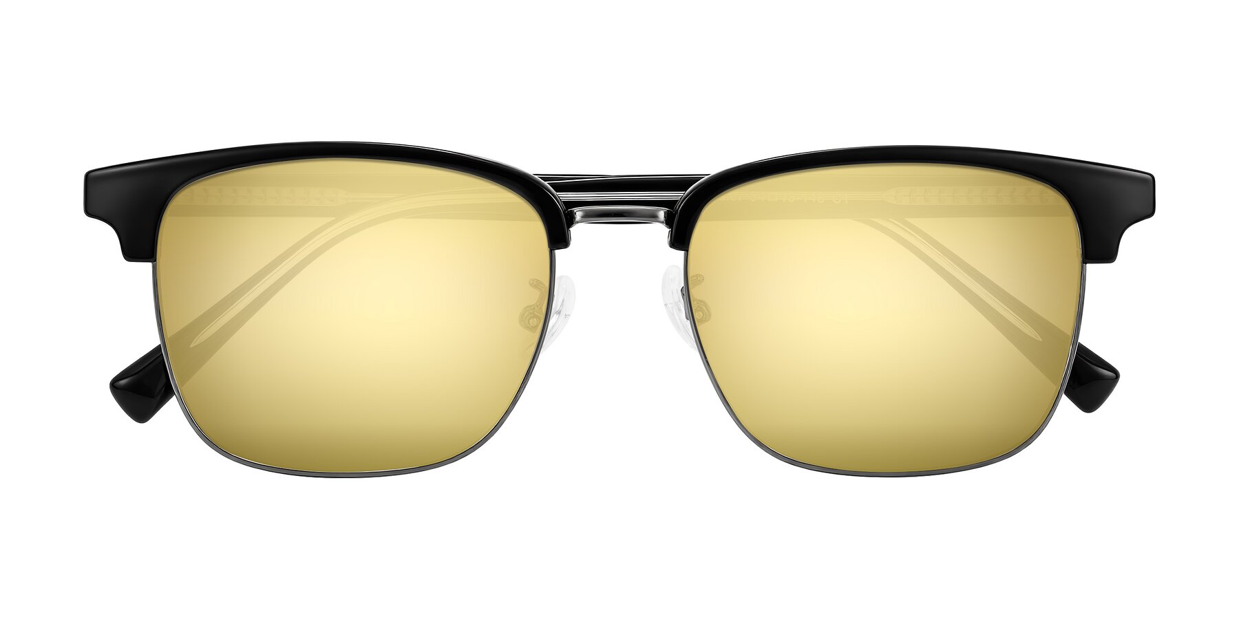 Folded Front of Waxler in Black/Gunmetal with Gold Mirrored Lenses