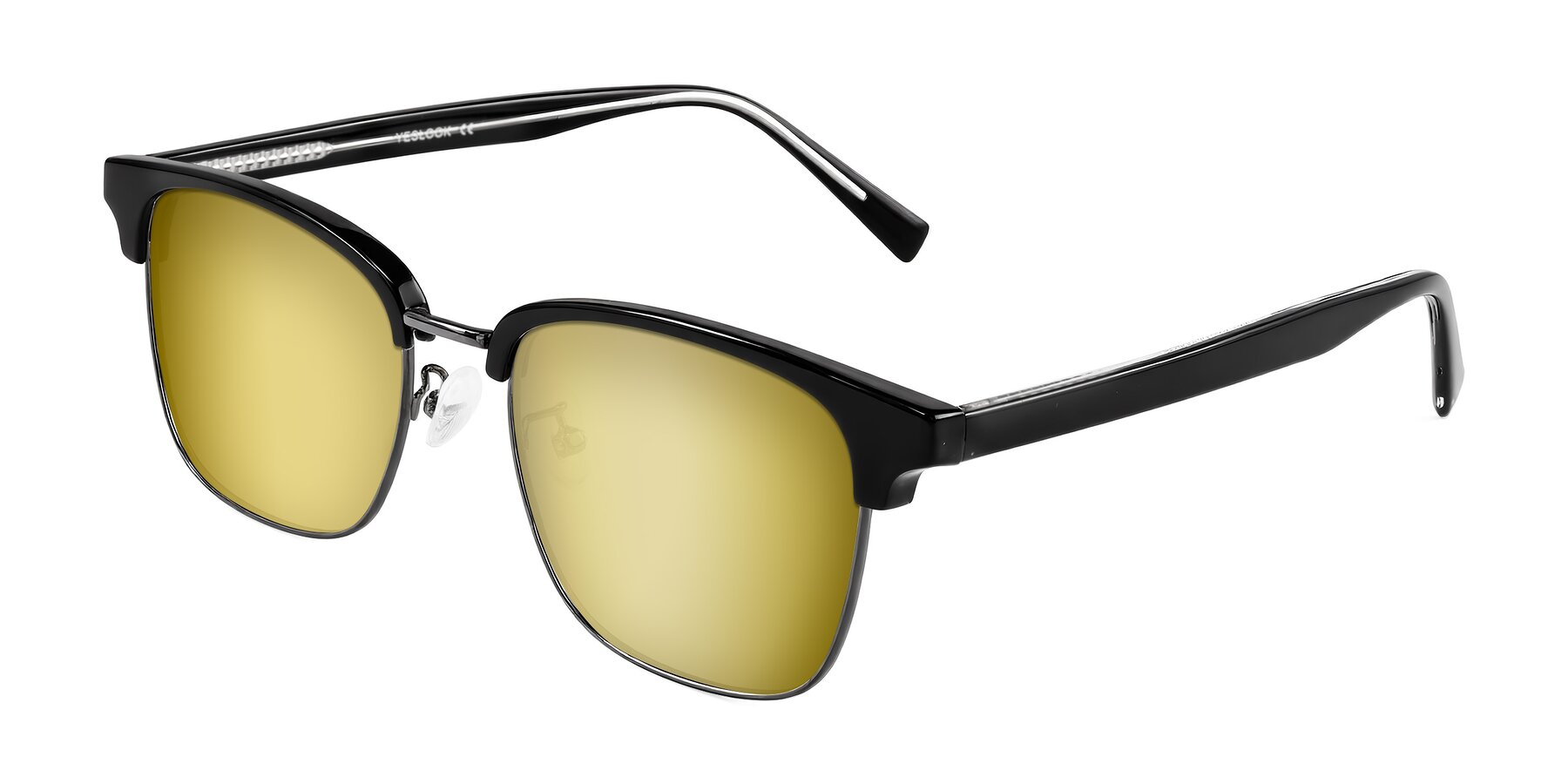 Angle of Waxler in Black/Gunmetal with Gold Mirrored Lenses