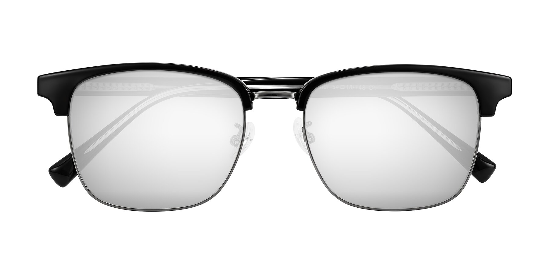 Folded Front of Waxler in Black/Gunmetal with Silver Mirrored Lenses