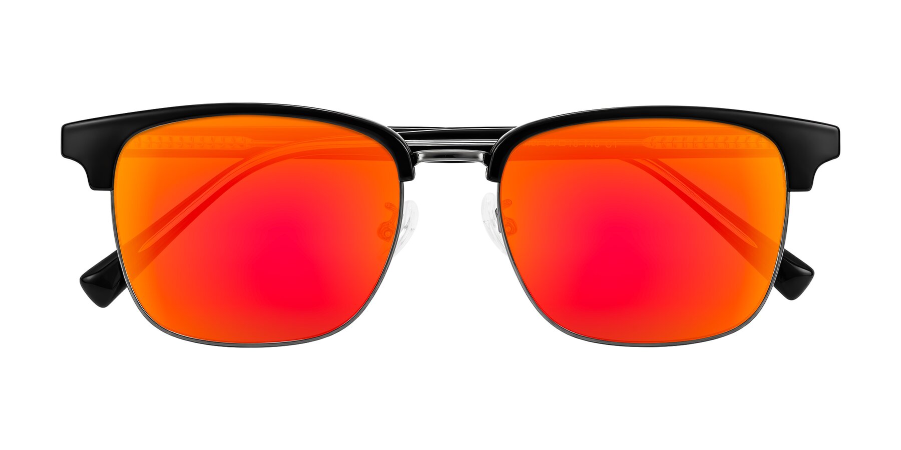 Folded Front of Waxler in Black/Gunmetal with Red Gold Mirrored Lenses