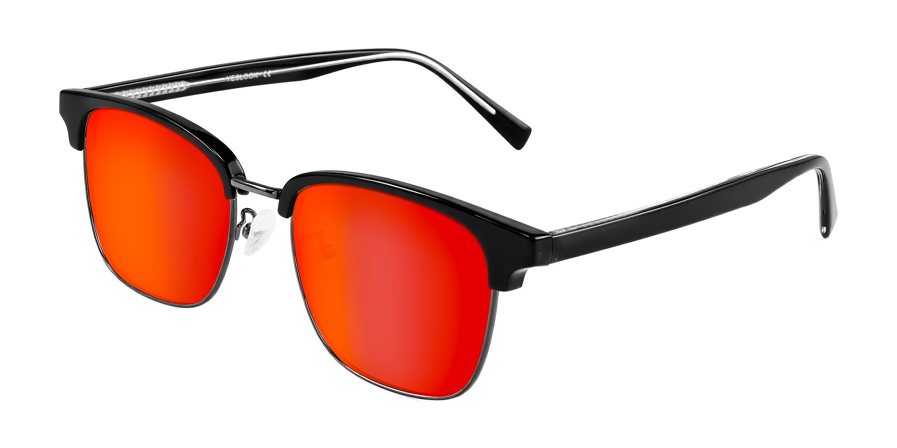 Angle of Waxler in Black/Gunmetal with Red Gold Mirrored Lenses