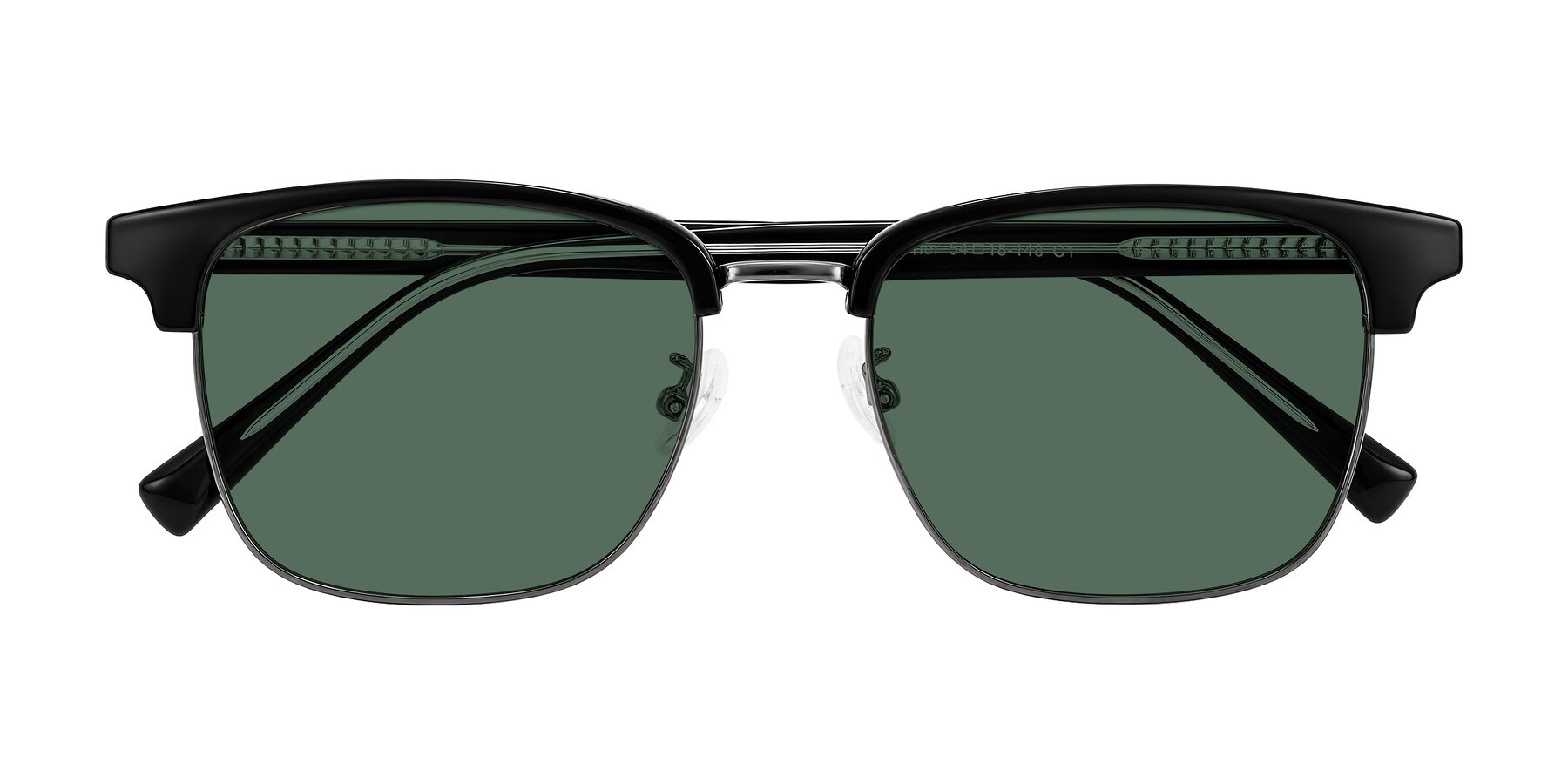 Folded Front of Waxler in Black/Gunmetal with Green Polarized Lenses