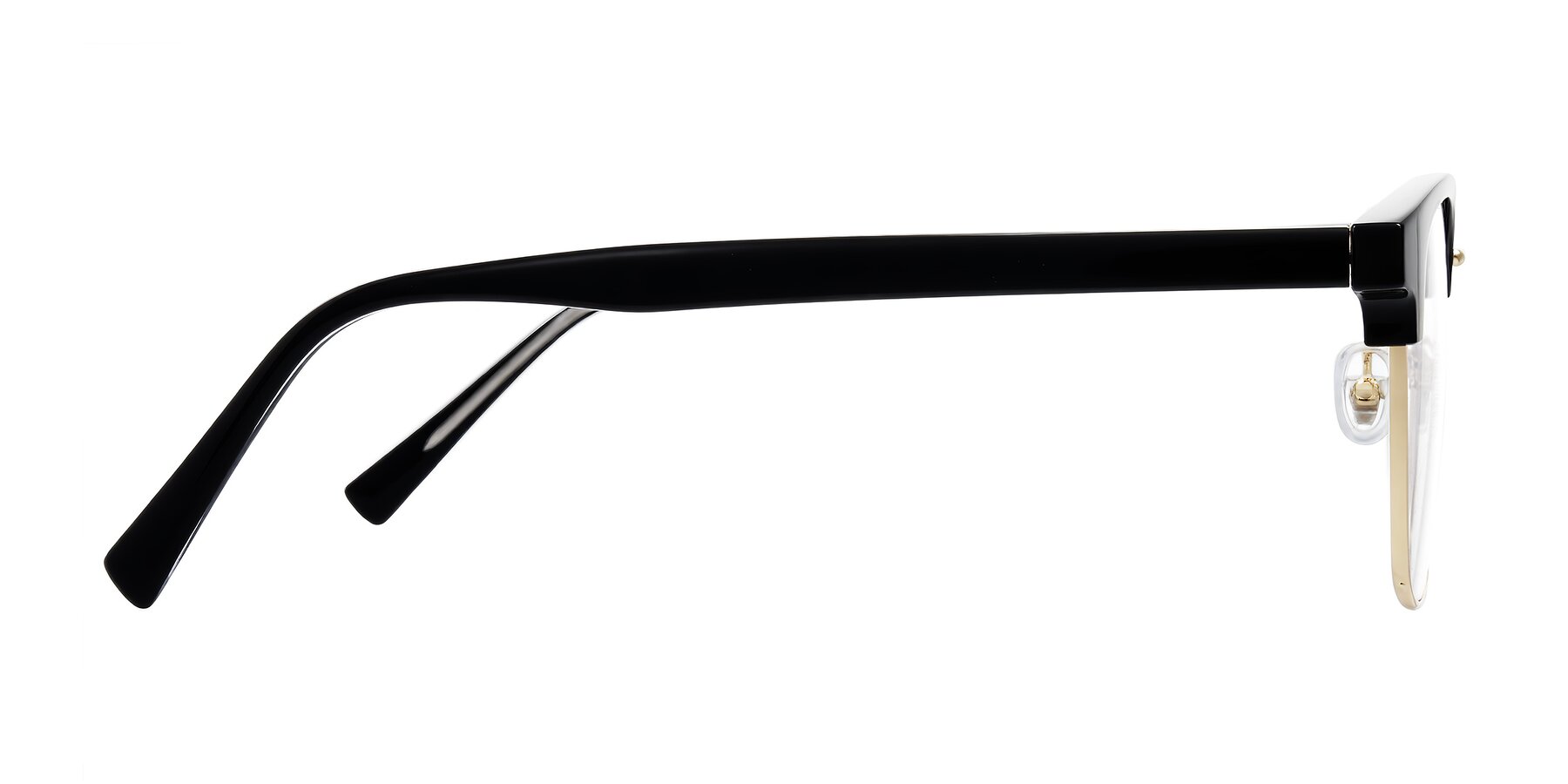 Side of Waxler in Black/Gold with Clear Eyeglass Lenses