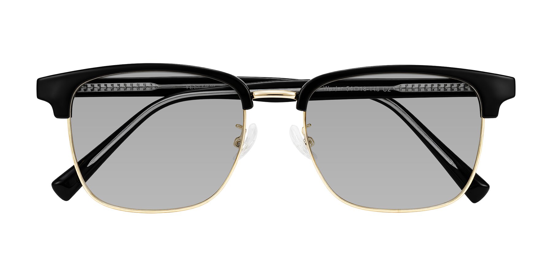 Folded Front of Waxler in Black/Gold with Light Gray Tinted Lenses