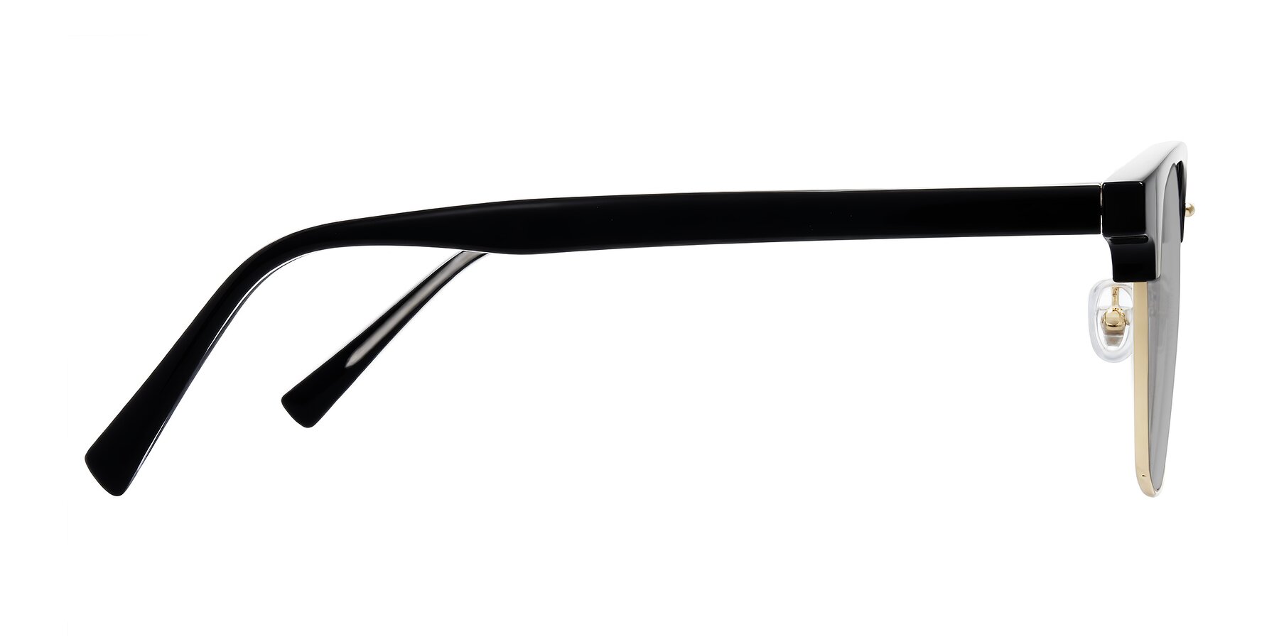 Side of Waxler in Black/Gold with Light Gray Tinted Lenses