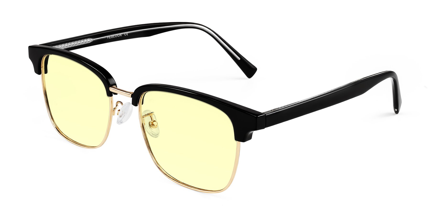 Angle of Waxler in Black/Gold with Light Yellow Tinted Lenses