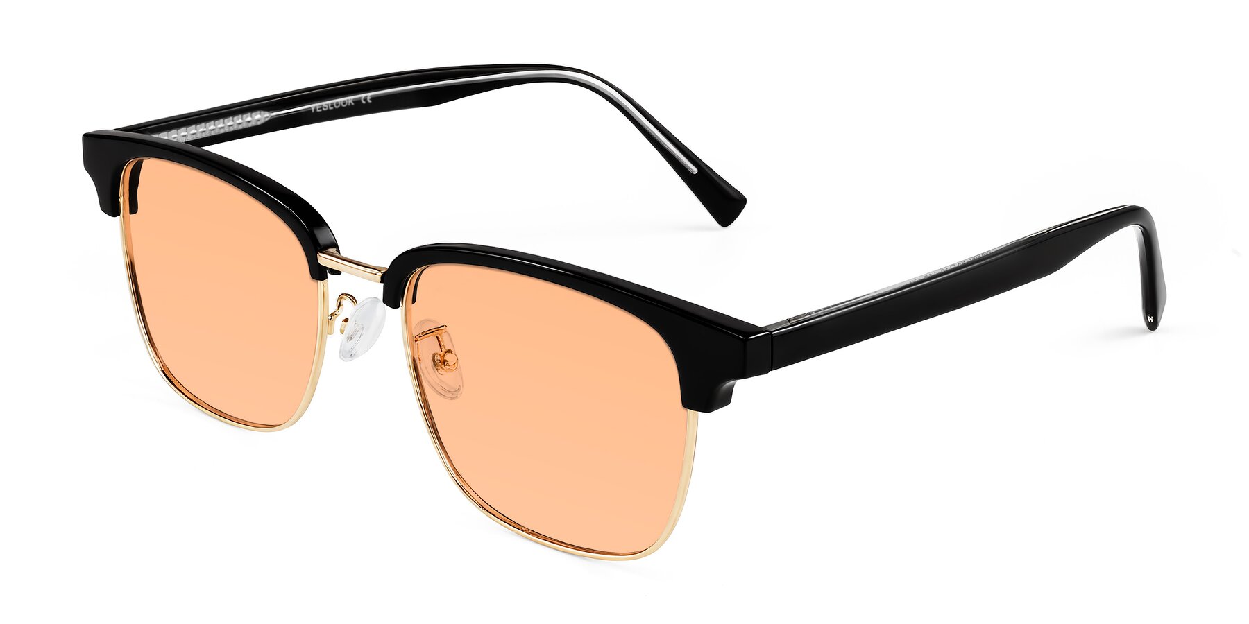 Angle of Waxler in Black/Gold with Light Orange Tinted Lenses