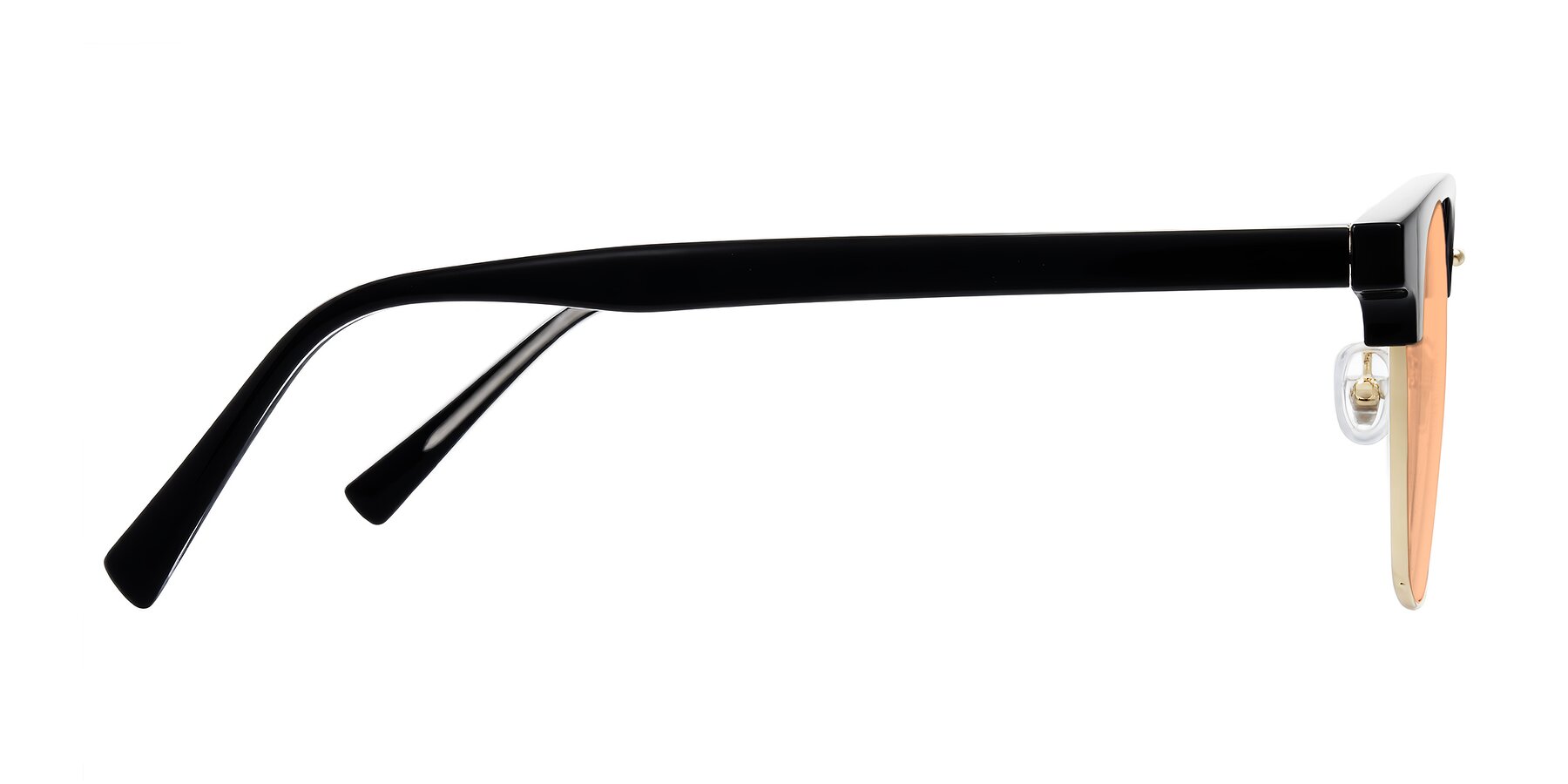 Side of Waxler in Black/Gold with Light Orange Tinted Lenses