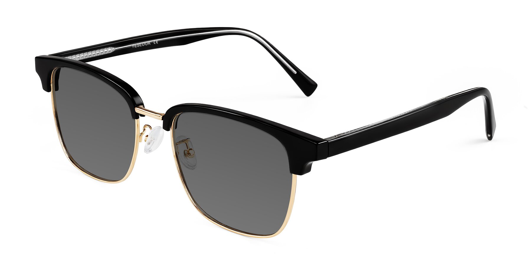 Angle of Waxler in Black/Gold with Medium Gray Tinted Lenses