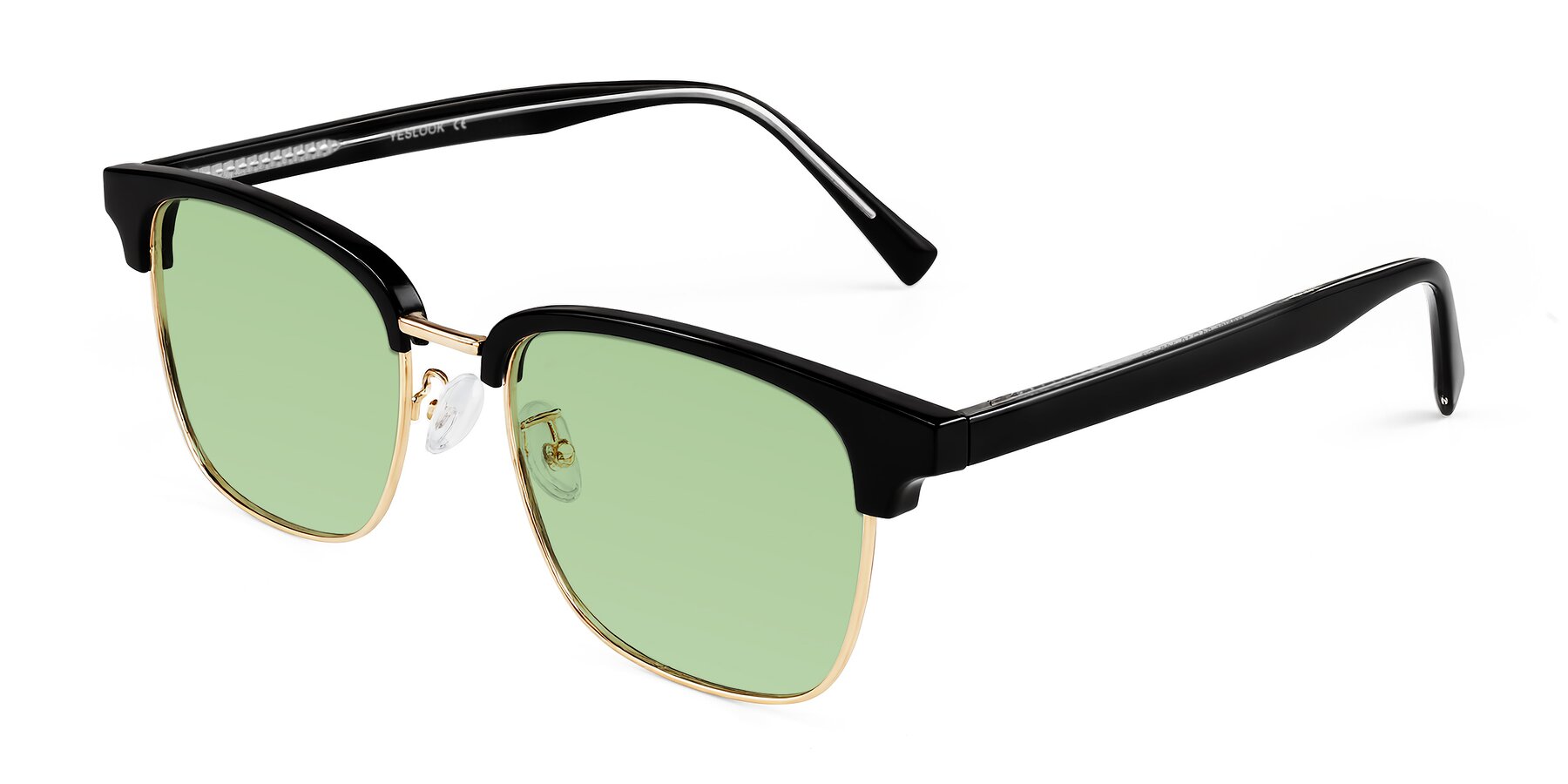 Angle of Waxler in Black/Gold with Medium Green Tinted Lenses