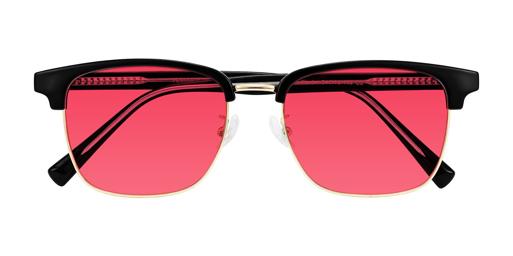 Folded Front of Waxler in Black/Gold with Red Tinted Lenses