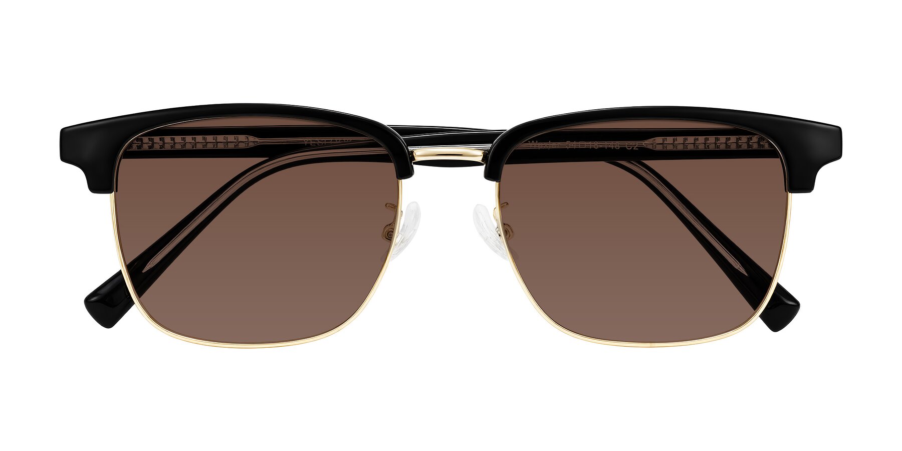 Folded Front of Waxler in Black/Gold with Brown Tinted Lenses
