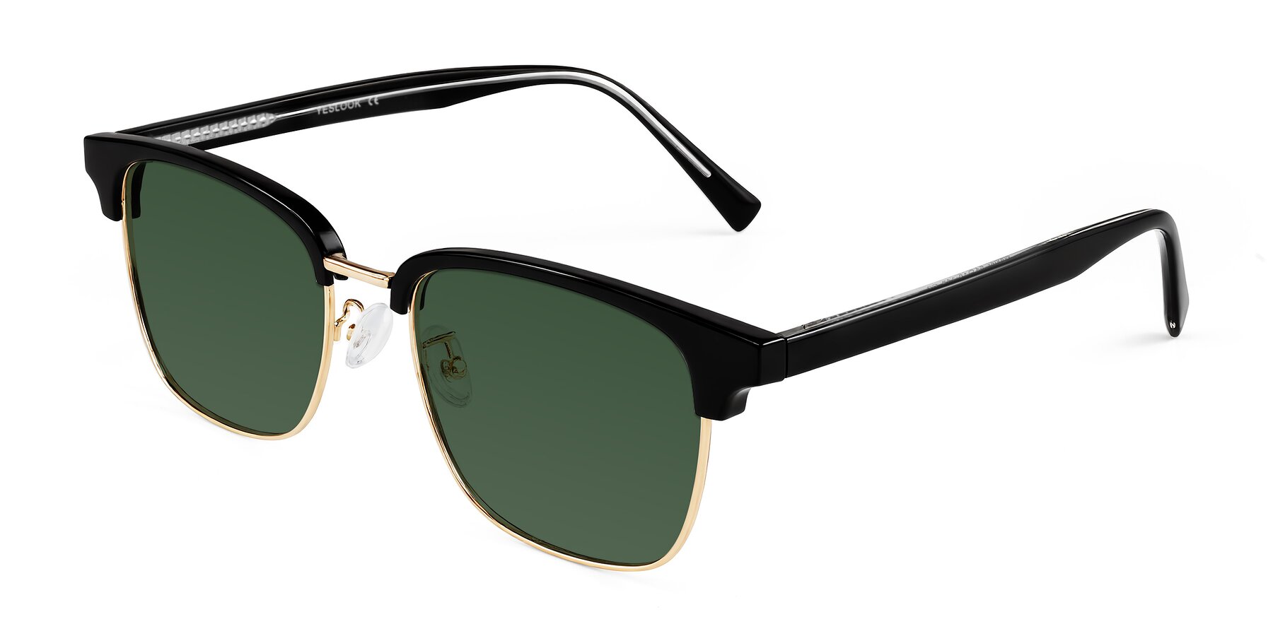 Angle of Waxler in Black/Gold with Green Tinted Lenses