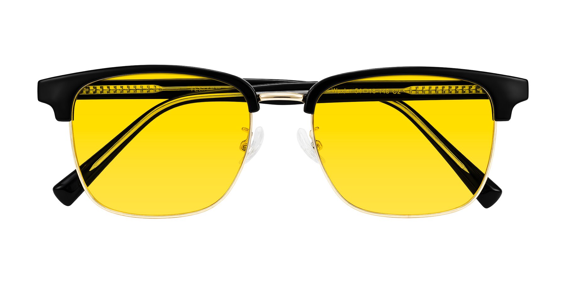 Folded Front of Waxler in Black/Gold with Yellow Tinted Lenses