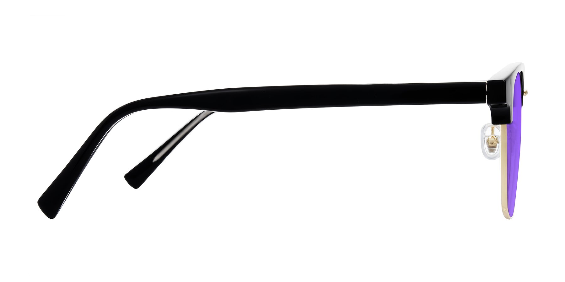 Side of Waxler in Black/Gold with Purple Tinted Lenses