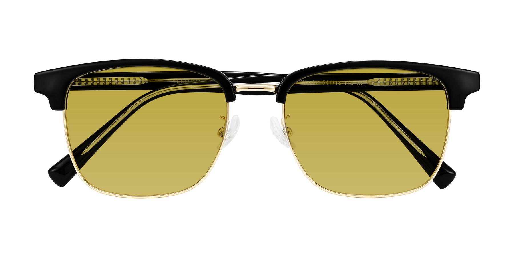 Folded Front of Waxler in Black/Gold with Champagne Tinted Lenses