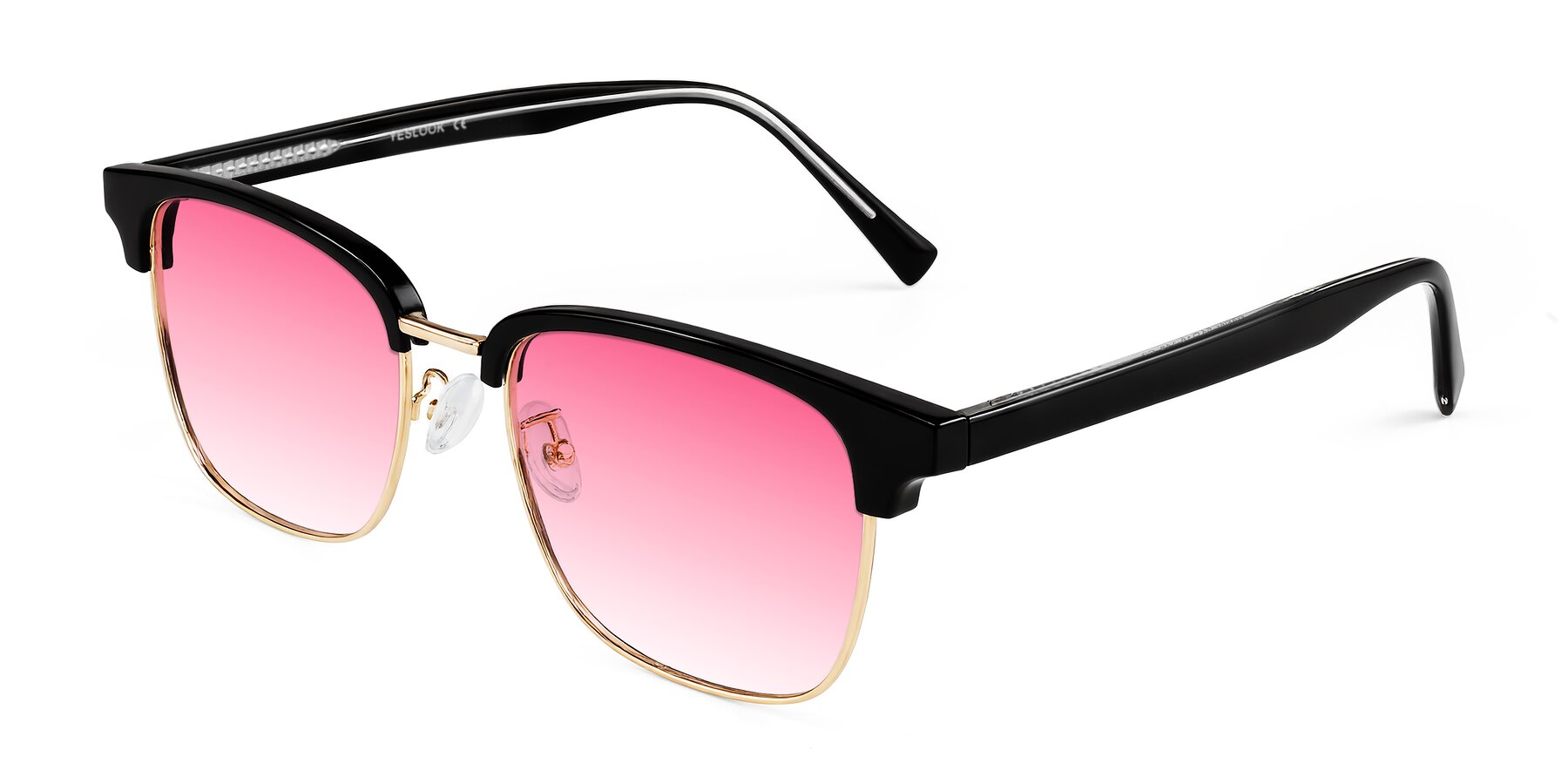 Angle of Waxler in Black/Gold with Pink Gradient Lenses