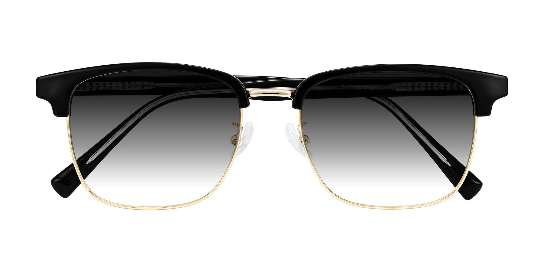 Folded Front of Waxler in Black/Gold with Gray Gradient Lenses