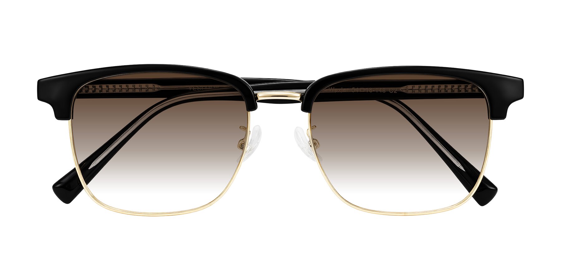 Folded Front of Waxler in Black/Gold with Brown Gradient Lenses