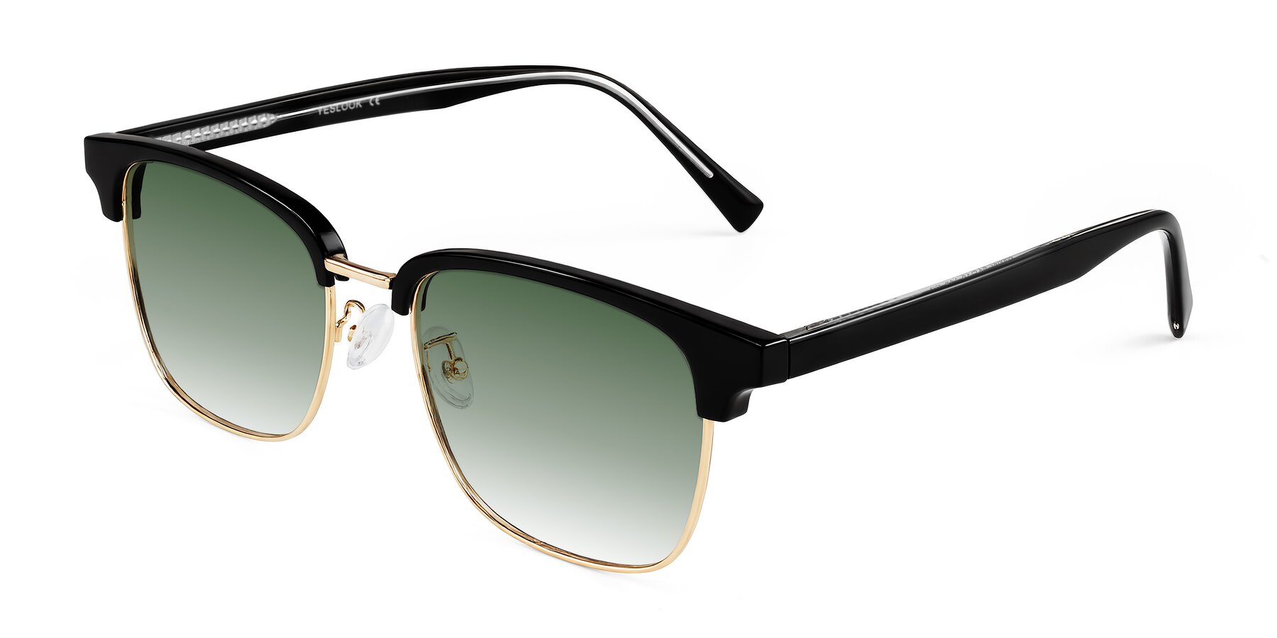 Angle of Waxler in Black/Gold with Green Gradient Lenses