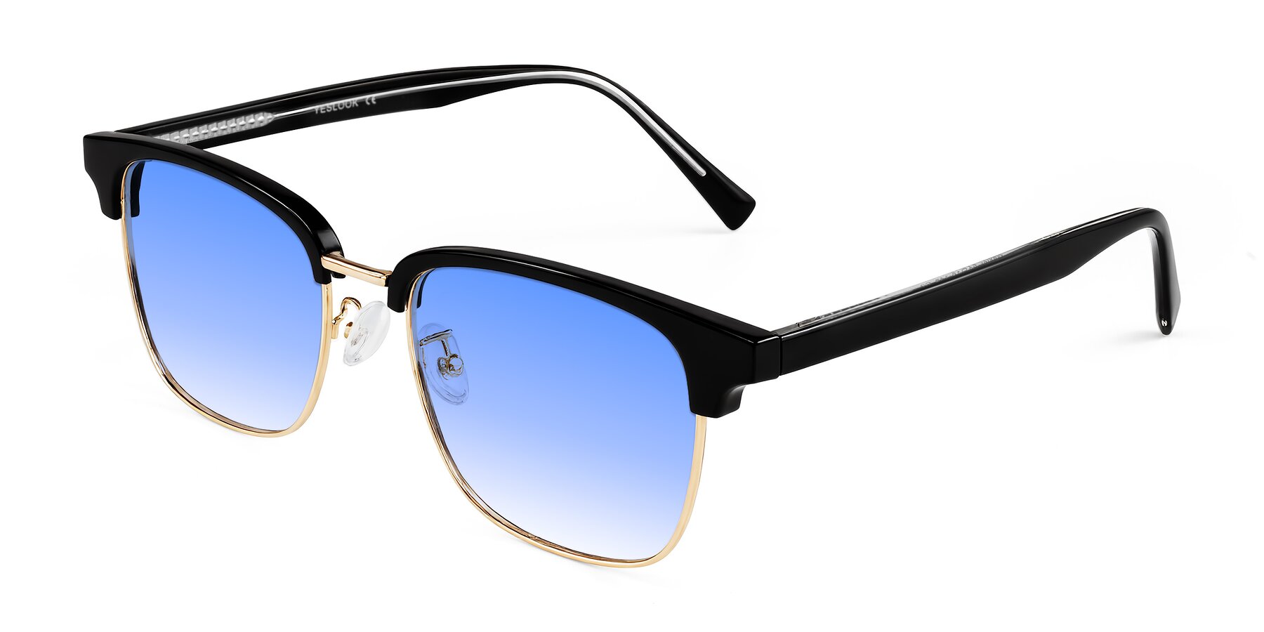 Angle of Waxler in Black/Gold with Blue Gradient Lenses