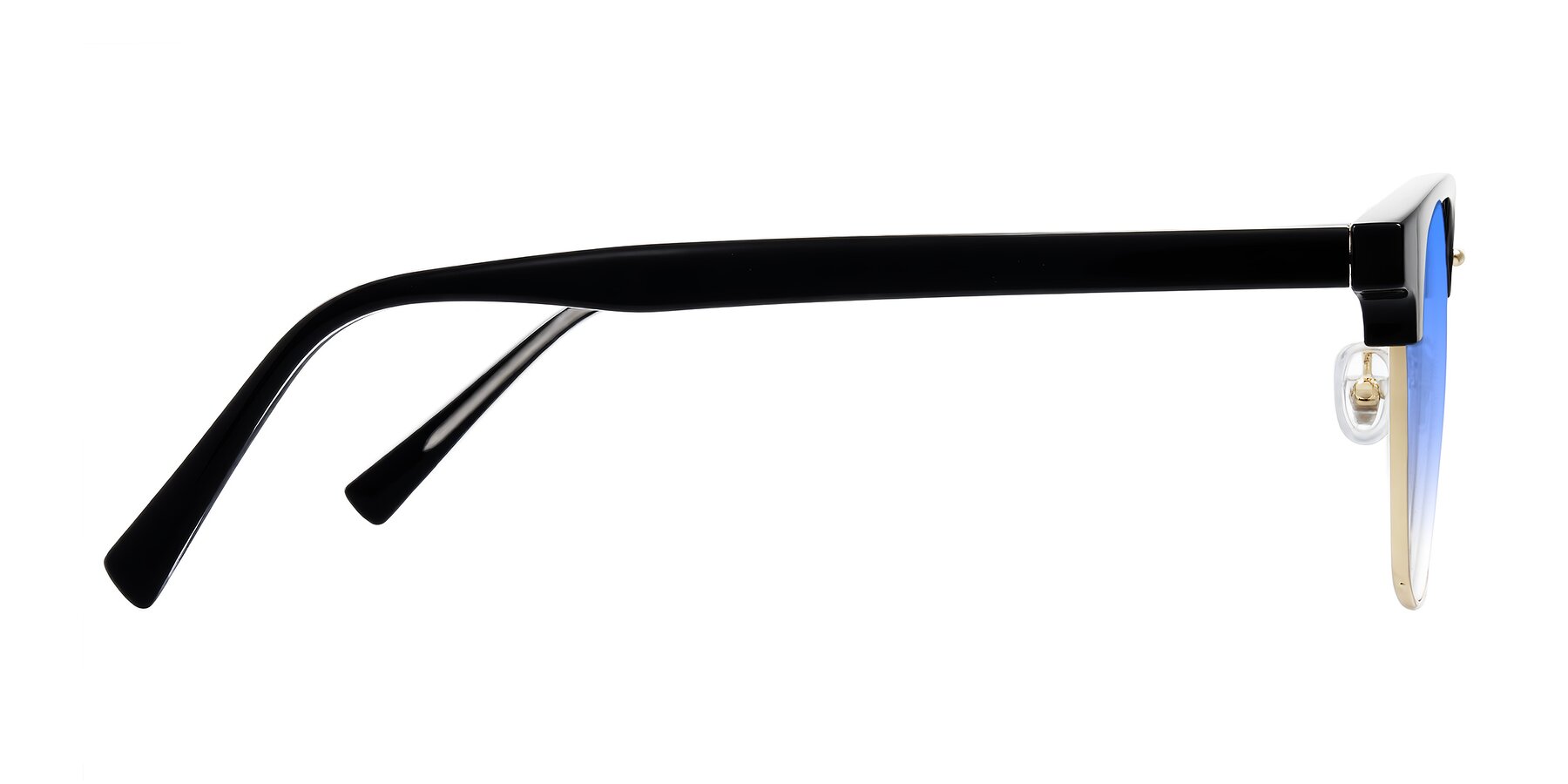 Side of Waxler in Black/Gold with Blue Gradient Lenses