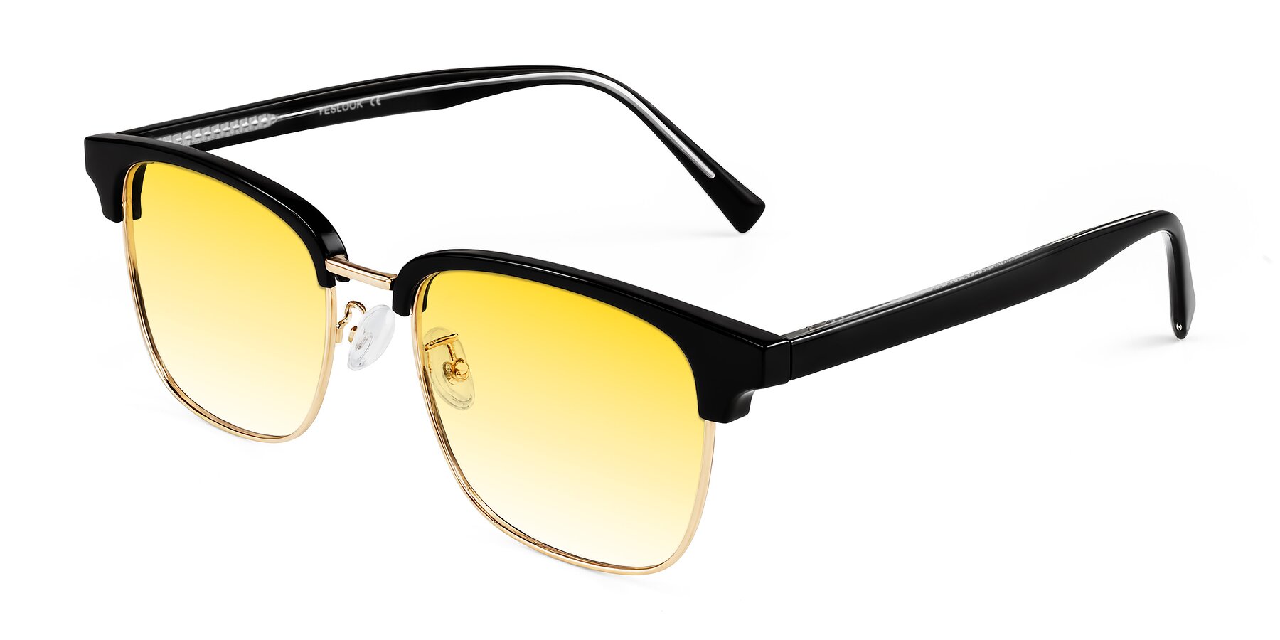 Angle of Waxler in Black/Gold with Yellow Gradient Lenses