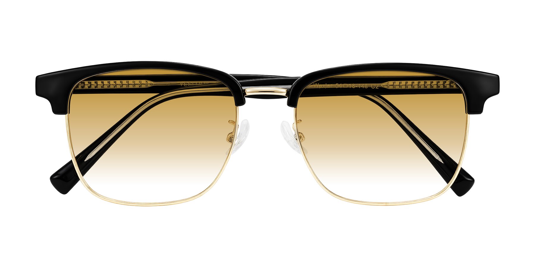 Folded Front of Waxler in Black/Gold with Champagne Gradient Lenses